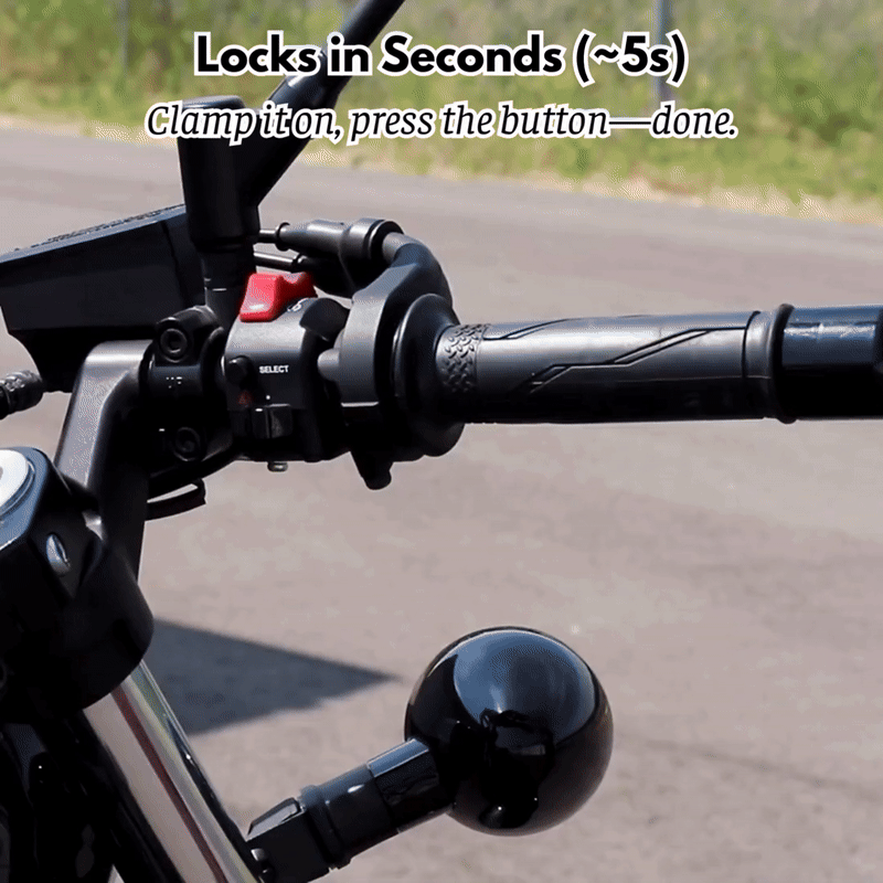 Animated demonstration of motorcycle handlebar brake lock