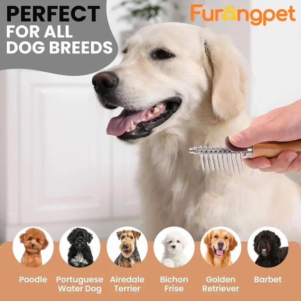 Deep Detangling Dematting Brush for Thick Curly Dog Coats