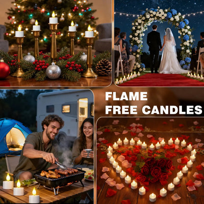 USB-C Rechargeable Remote LED Flameless Tealights with Charger & Timer