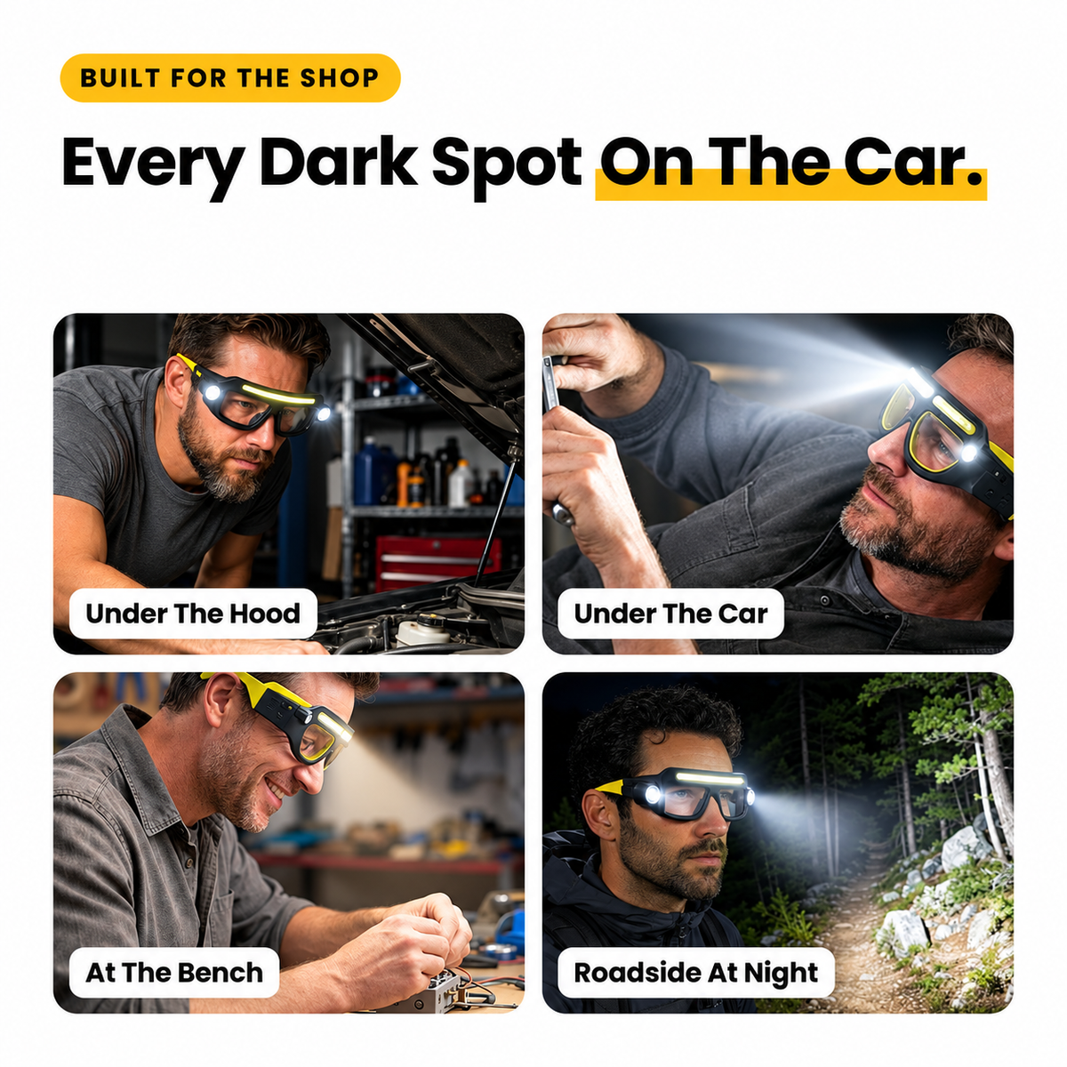 🔦👓 LED Headlamp Glasses – Rechargeable Hands-Free Motion Sensor Light for Outdoor & Everyday Use
