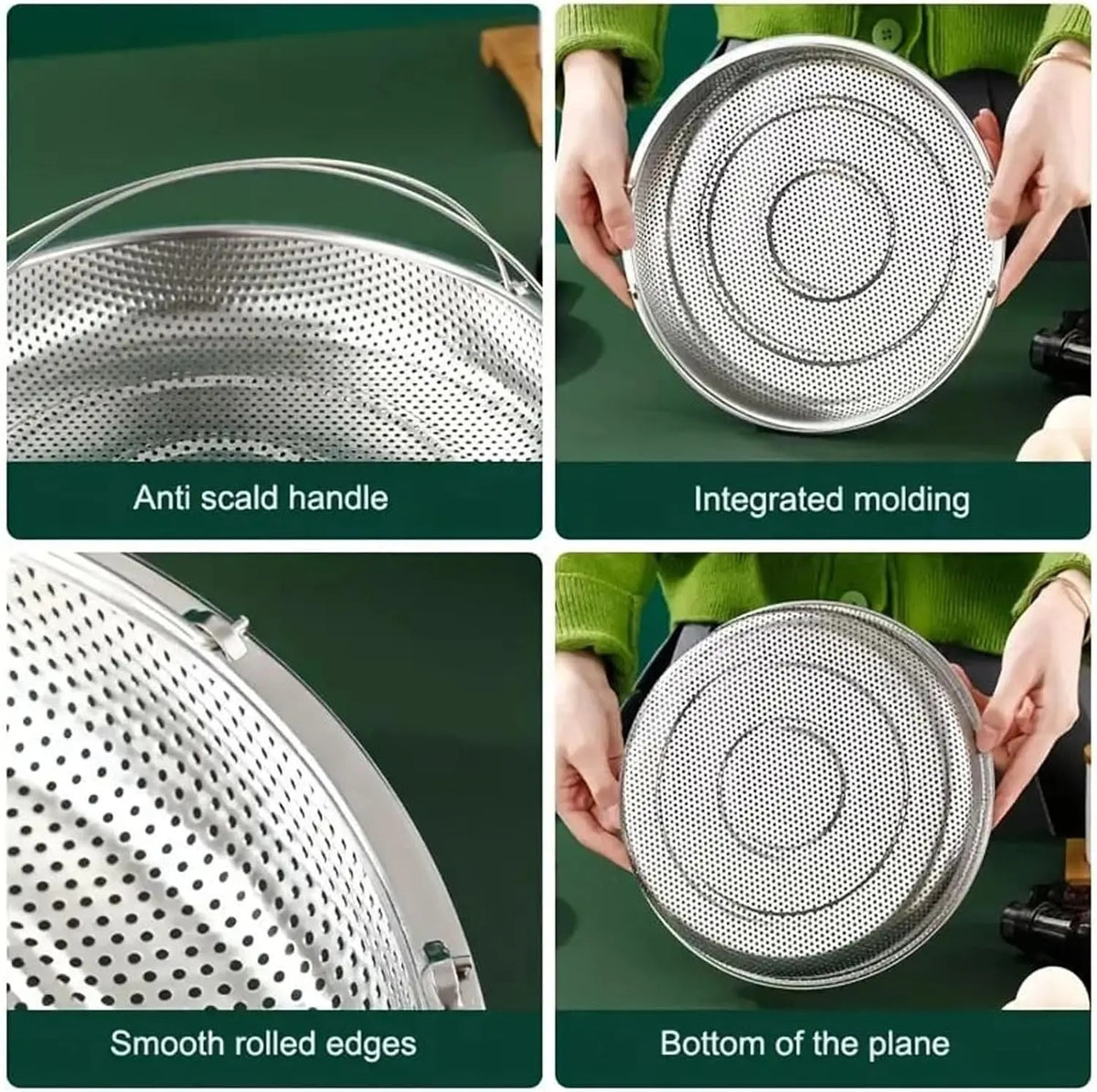 🥘Food‑Grade Stainless Steel Steamer Basket with Support Rack