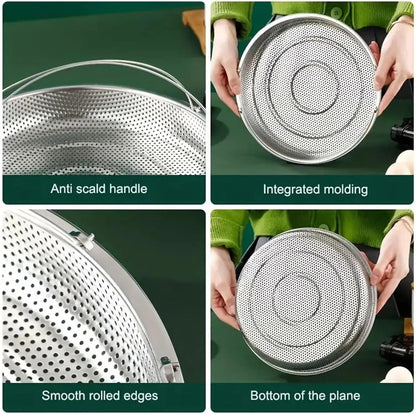 🥘Food‑Grade Stainless Steel Steamer Basket with Support Rack