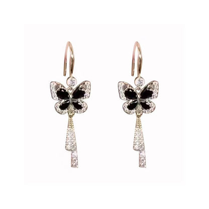 Crystal Butterfly Tassel Earrings