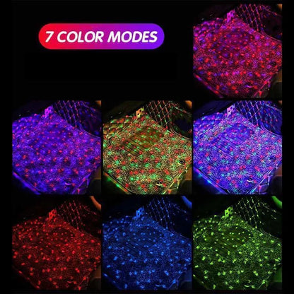 Wireless Car Ambient LED Light – USB Rechargeable Star Projector 2-in-1 Warm Light for Car & Room