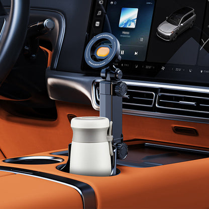 Car Cup Holder Phone Mount – 360° Adjustable, Strong N52 Magnet, One-Hand Operation, Fits All Phones