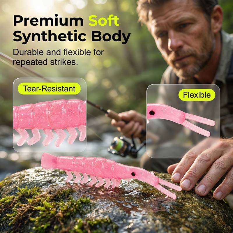 50PCS Luminous Shrimp Lures – Glow in the Dark & Sharp Hooks