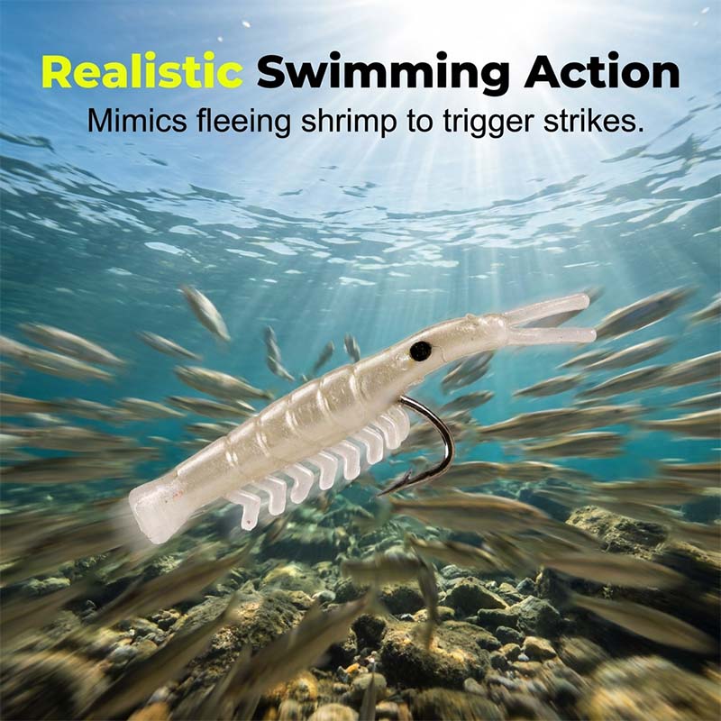 50PCS Luminous Shrimp Lures – Glow in the Dark & Sharp Hooks