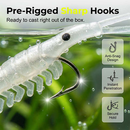 50PCS Luminous Shrimp Lures – Glow in the Dark & Sharp Hooks