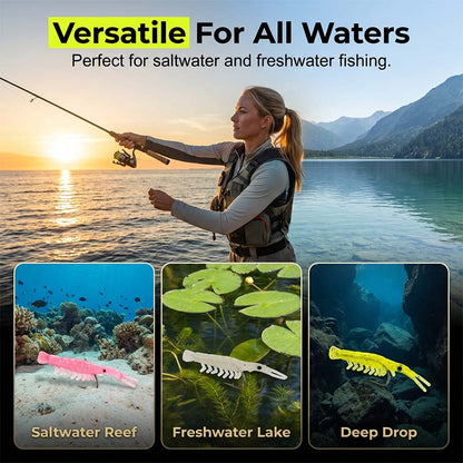 50PCS Luminous Shrimp Lures – Glow in the Dark & Sharp Hooks