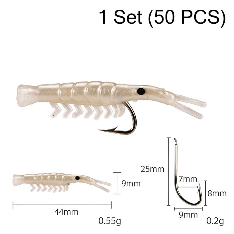 50PCS Luminous Shrimp Lures – Glow in the Dark & Sharp Hooks