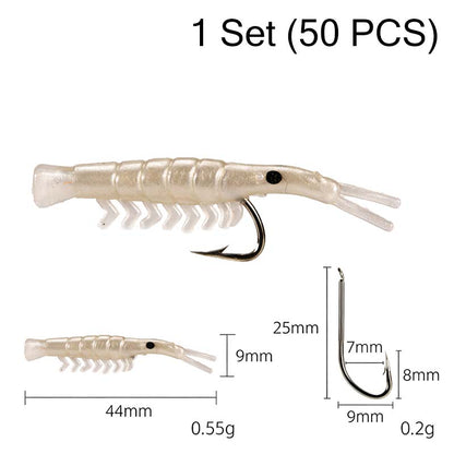 50PCS Luminous Shrimp Lures – Glow in the Dark & Sharp Hooks