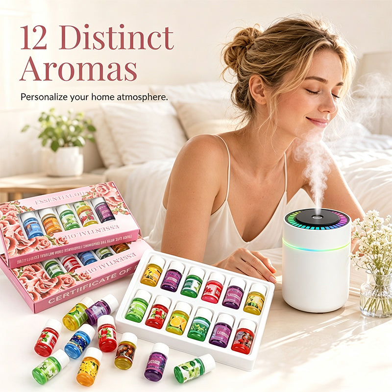 🌸 12-Pack Water-Soluble Essential Oils Set 💧 – Long-Lasting Fragrance for Diffusers & Home 🌿