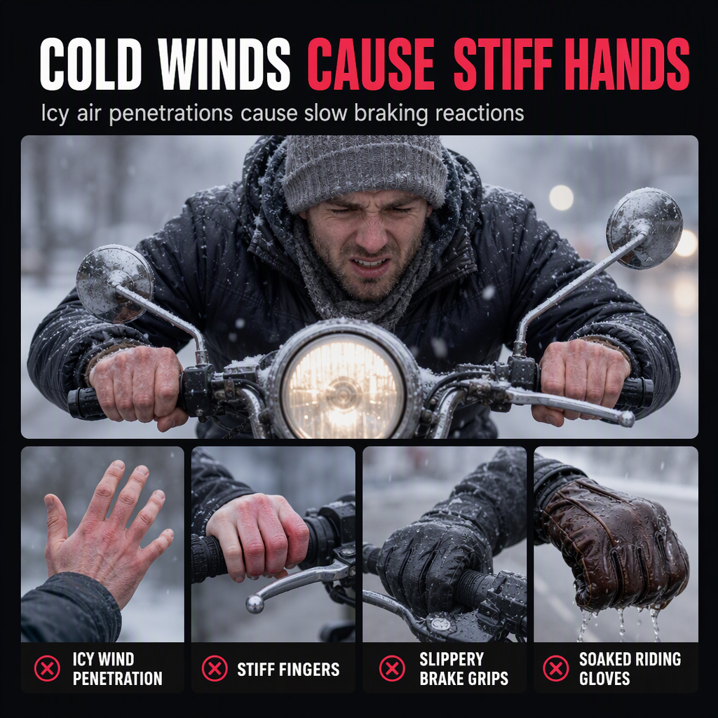 Winter Motorcycle Handlebar Muffs Thick Fleece Lined Windproof Cold Weather Gloves for Electric Scooters with Reflective Strip 1 Pair