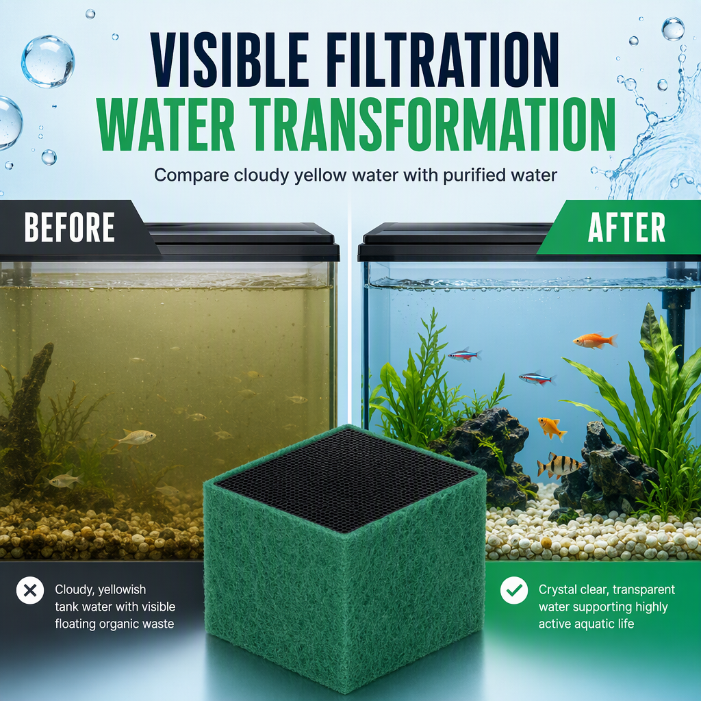 Activated Carbon Filter Cube for Aquarium Water Purification🐠