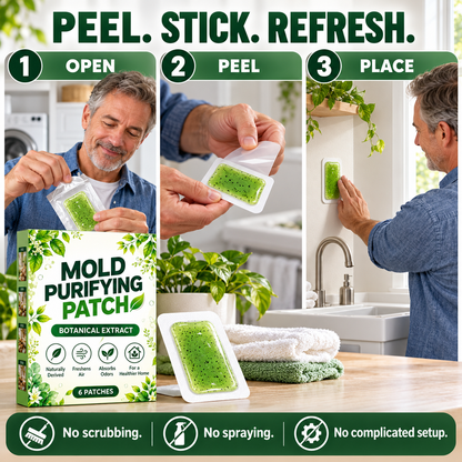 🧪6Pcs Mold Purifying Patches, Botanical Mildew Remover for Bathroom, Kitchen & Damp Areas