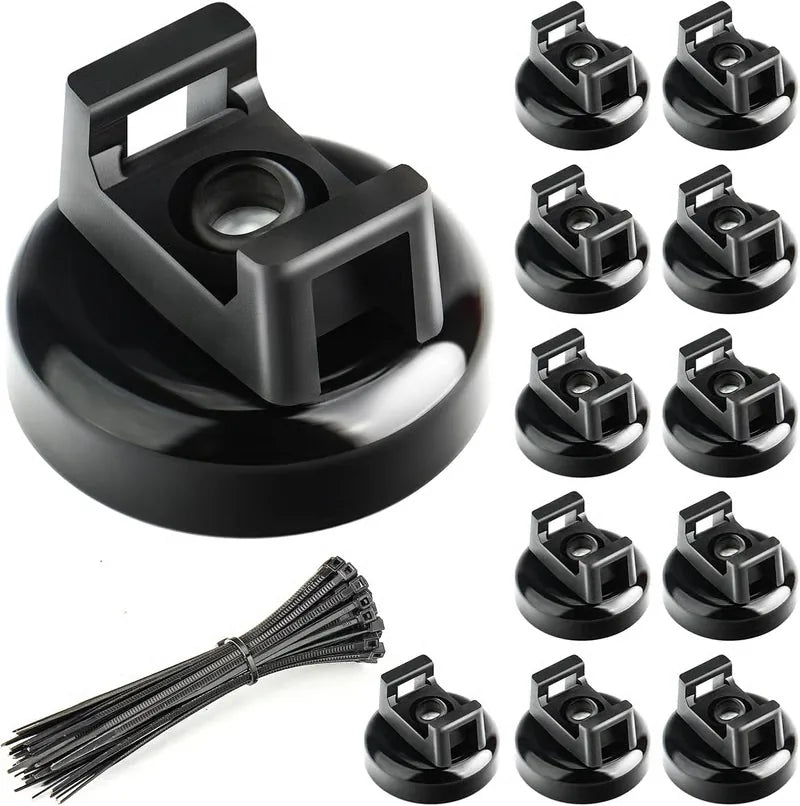 🔌Heavy-Duty Magnetic Cable Tie Mounts – 10 Pack