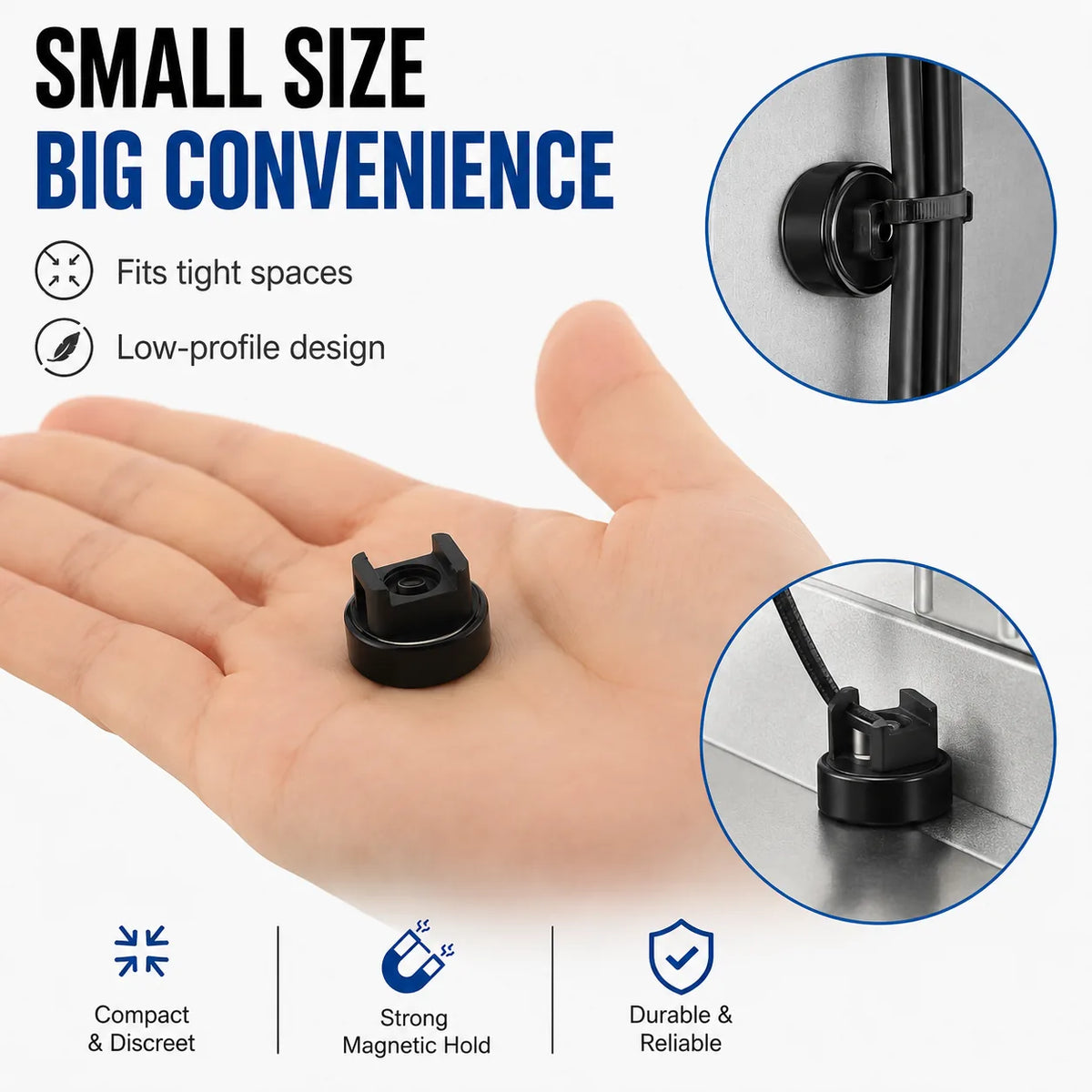 🔌Heavy-Duty Magnetic Cable Tie Mounts – 10 Pack